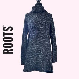 Roots Black Turtle Neck Tunic Top Long Sleeve Sweater